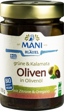 Grüne & Kalamata Oliven in Olivenöl - von MANI