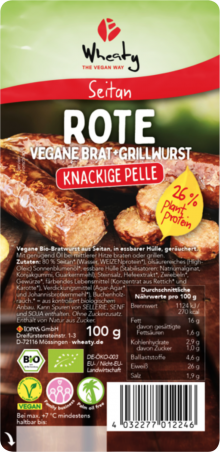 Rote vegane Brat+Grillwurst - von Wheaty