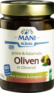 Grüne & Kalamata Oliven in Olivenöl - von MANI