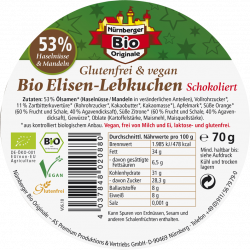 Elisen-Bio-Lebkuchen schokoliert & vegan - von Nürnberger Bio Originale